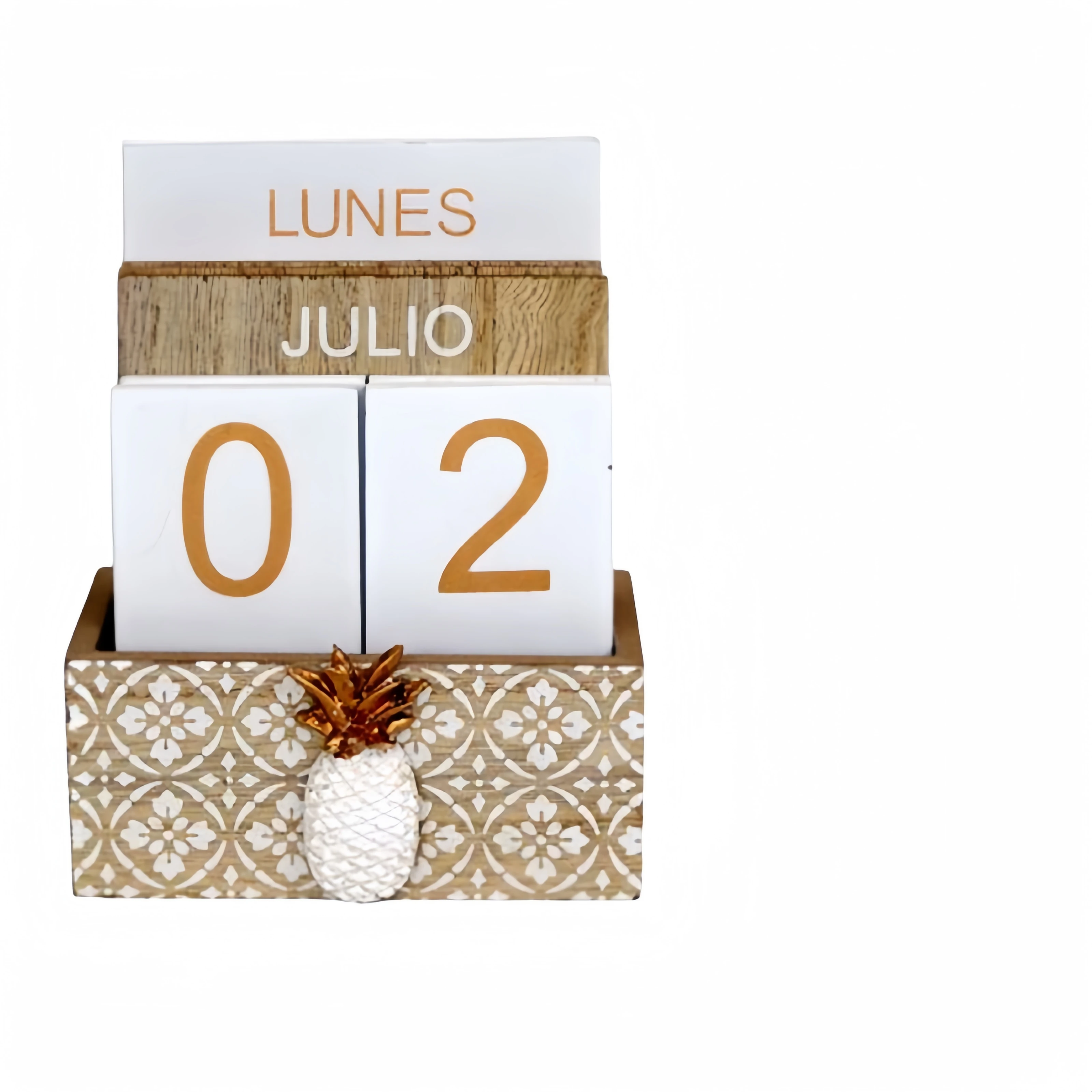 ARISE SHOP-Calendario perpetuo de madera,bloque de madera vintage,accesorio de escritorio, mes,