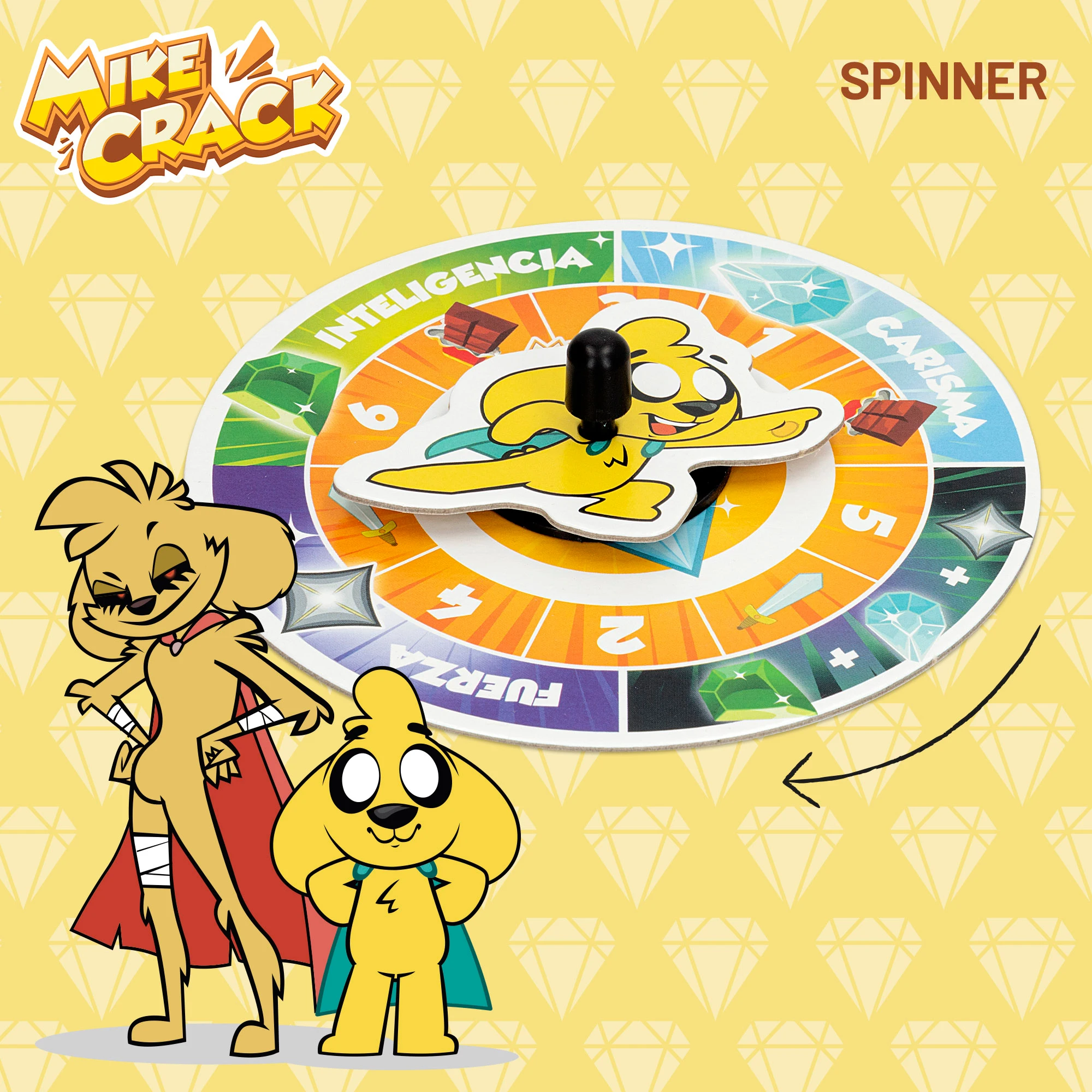 Mikecrack Official Board Game "Los Cristales Legendarios" for 2-4 Players, Easy to Learn Adventure Game for Ages 6+, Includes Board, Markers, Spinner, Challenges, and Figures, Ideal for Family Fun and Social Interaction.