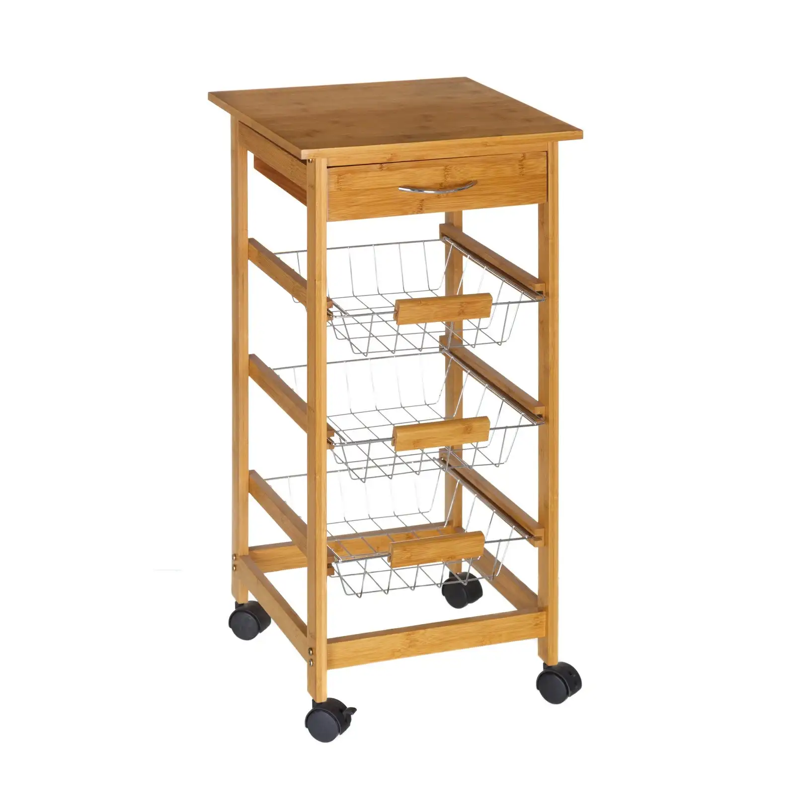 Lola Home Carro verdulero de bambú marrón de 37x37x77 cm