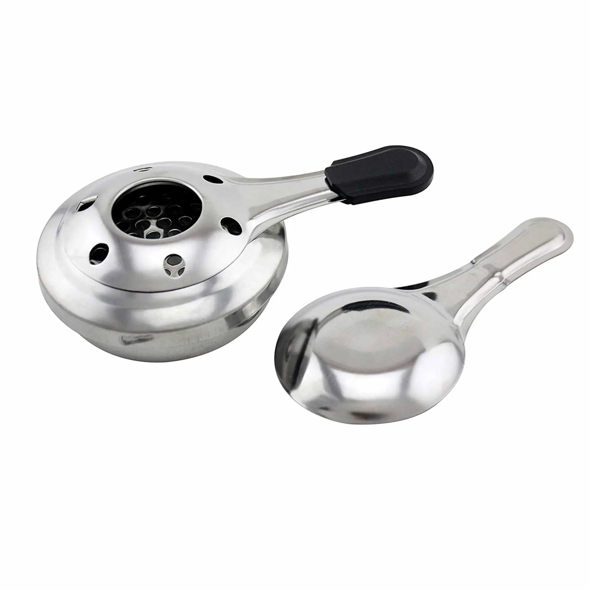 FMProfessional Quemador de Alcohol para Fondue y para Piedras para Carne, Estufa Portátil para Fondue Queso, Hornillo de Alcohol, Acero Inoxidable, 15x10x5 cm, 1 ud.