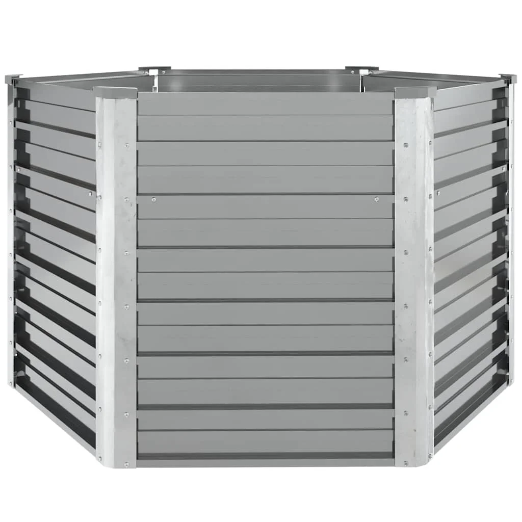 Arriate de jardín de acero galvanizado gris 129x129x77 cm Maceta de exterior apta para verduras, flores, hierbas y fresas. Ideal para el patio o el balcón. Planta resistente. Macetas para el hogar y