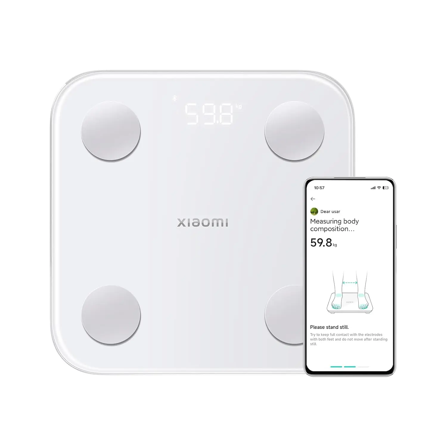Xiaomi Mi Body Composition Scale S400 - Báscula de Baño Fitness Medición de Doble Frecuencia | Mide Grasa Corporal y Muscular IMC con App | 25 Indicadores de Salud | Hasta 150 kg y 100 gr de Precisión