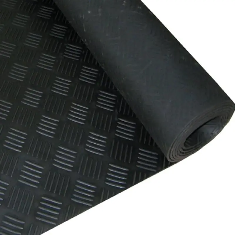 Suelo de Goma Checker Negro - Antideslizante, Resistente al 