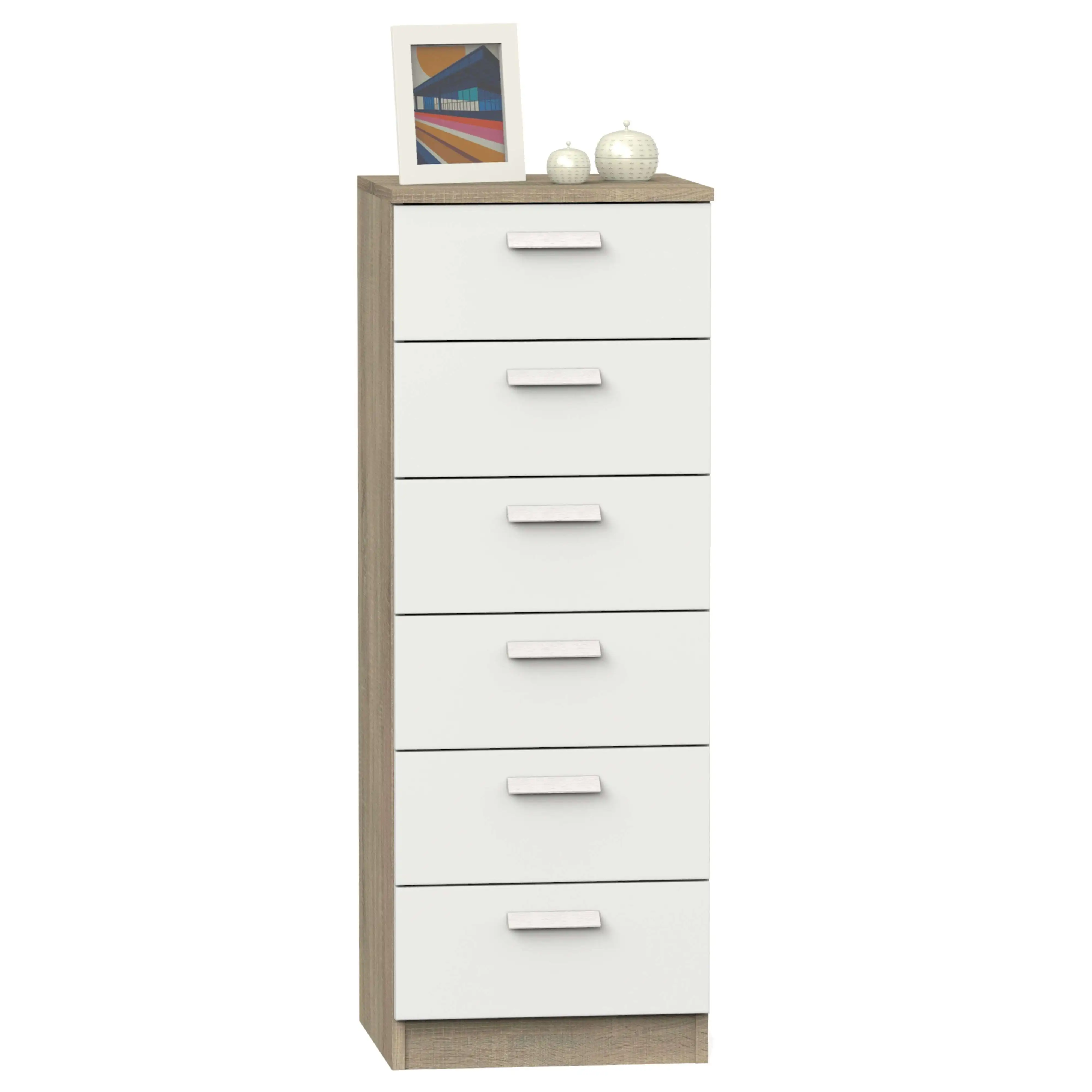 Miroytengo Sinfonier Dormitorio Tibet Color Roble Cambrian y Blanco en Melamina 110x40x40 cm
