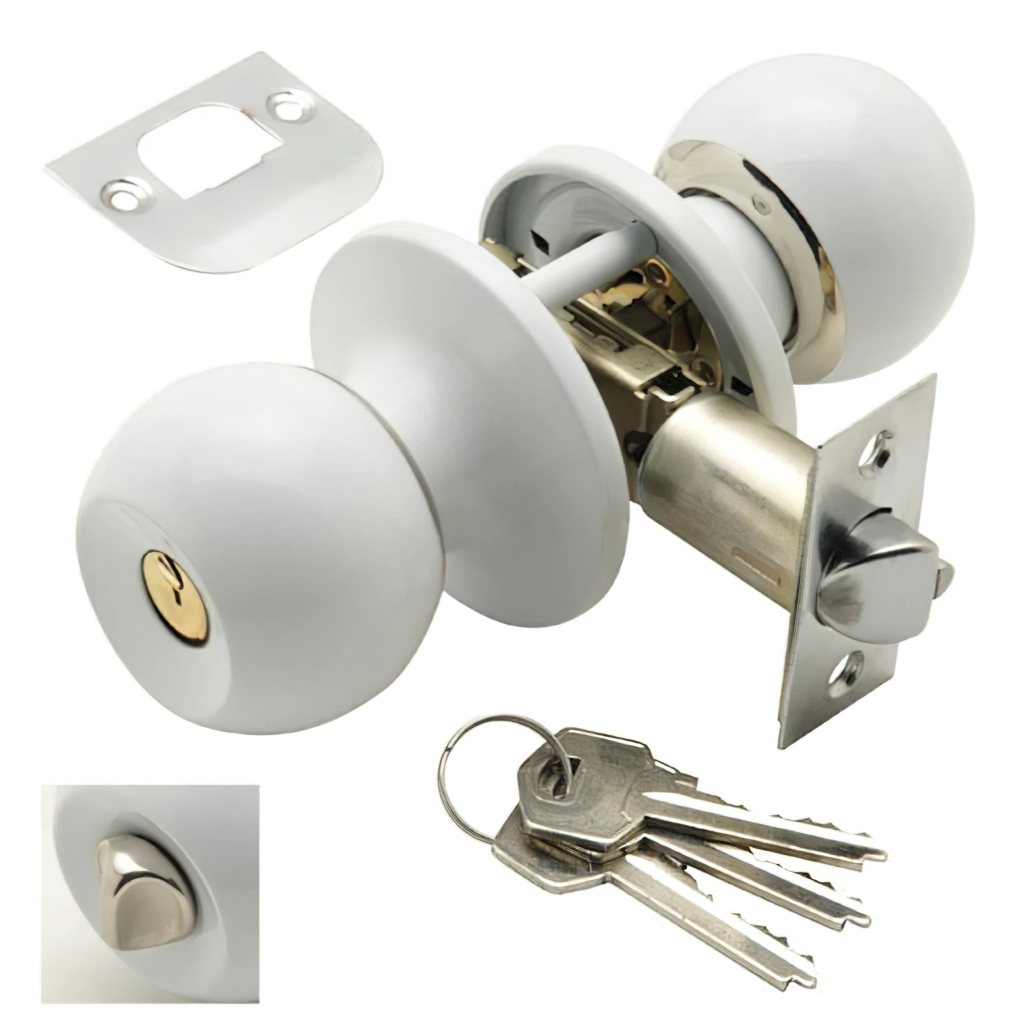 SANCO STORE - WOLFPACK LINEA PROFESIONAL Pomo Puerta Wolfpack Con Llave Con Condena Blanco Para Entrada