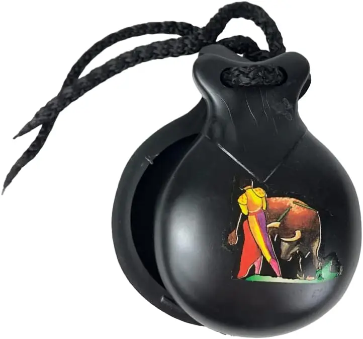 Spanish souvenir castanet, black color with typical spanish drawings. #2