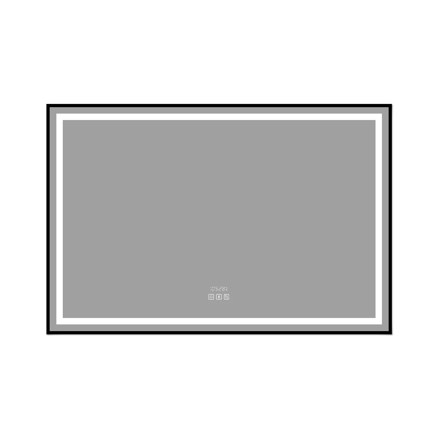 AICA Espejo LED 120×80cm con Antivaho,Bluetooth,Reloj y Control Táctil,3 Colores de Luz Ajustables
