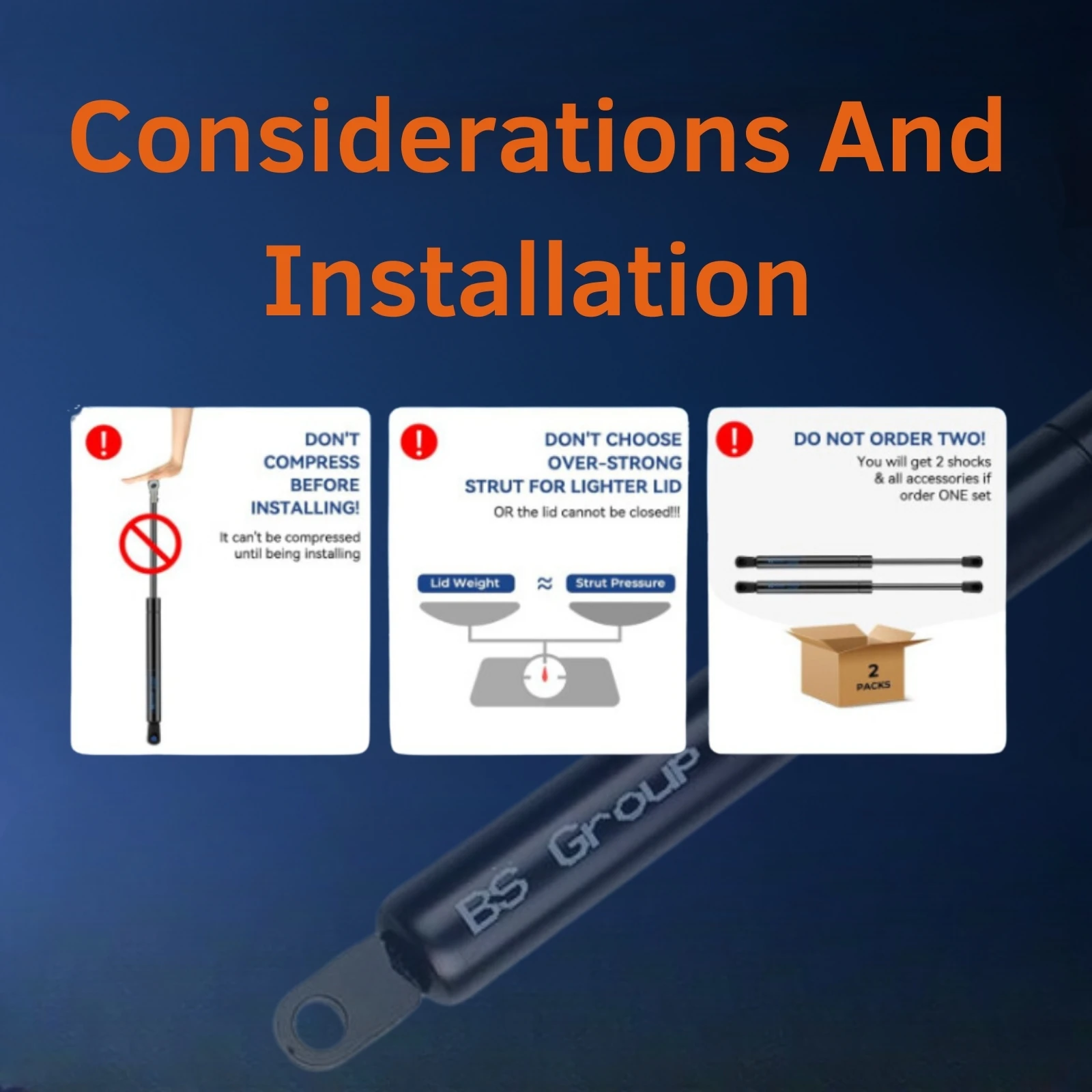 Set of 2 gas shock absorbers for all types of folding canapé nut m8 bs group #6