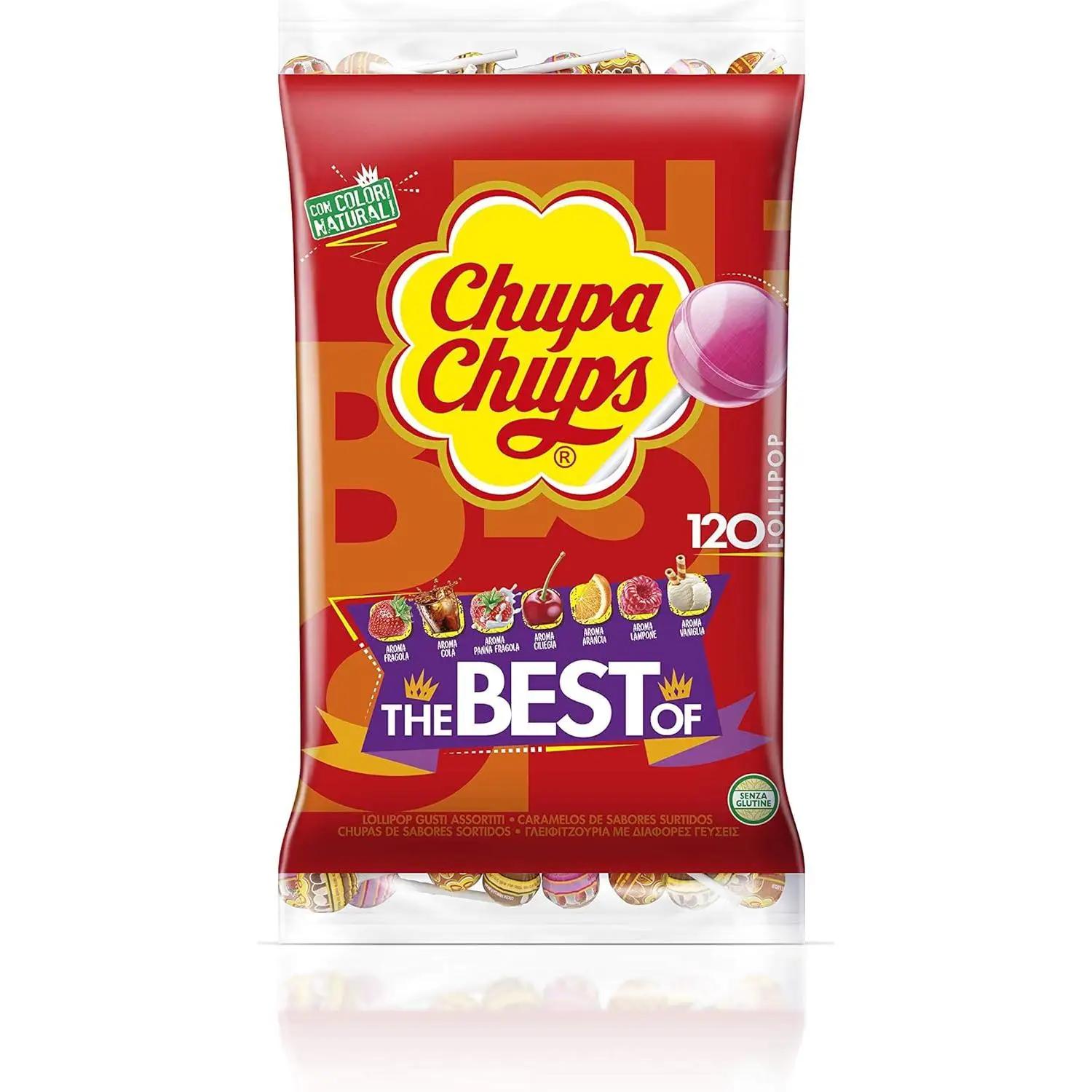 Chupa Chups Original - Bolsa 120 Chupa Chups - Sabores Surtidos Frutas - ChupaChups - Caramelos con Palo - ORIGINAL
