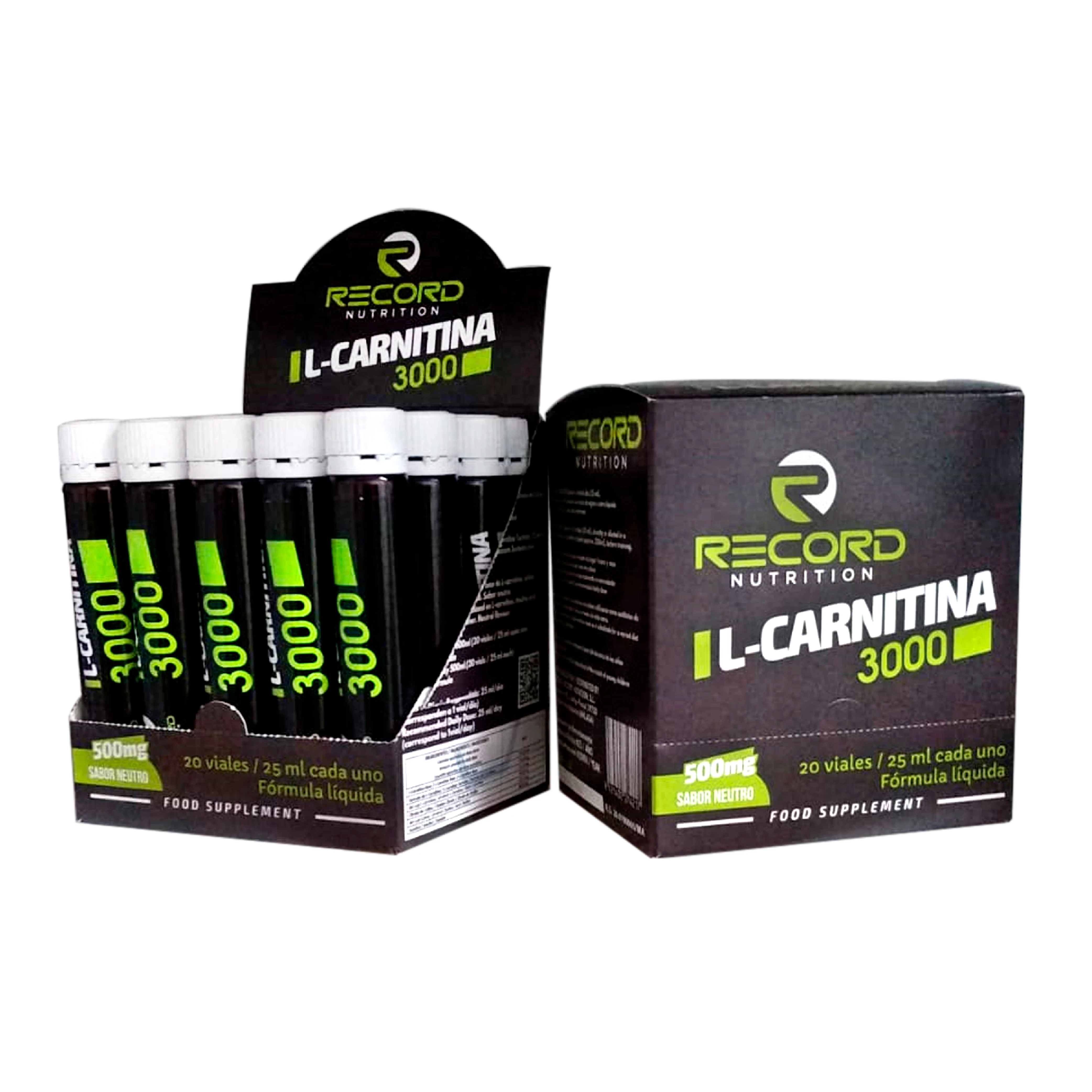 L-carnitina 3000 20 ampollas bebiles de 25ml con sabor neutro suplemento deportivo alimenticio aminoácido