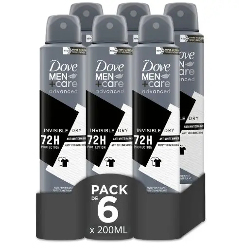 Dove Hombre Men+Care Aerosol Para Invisible Dry 72H - Pack De 6X200ml