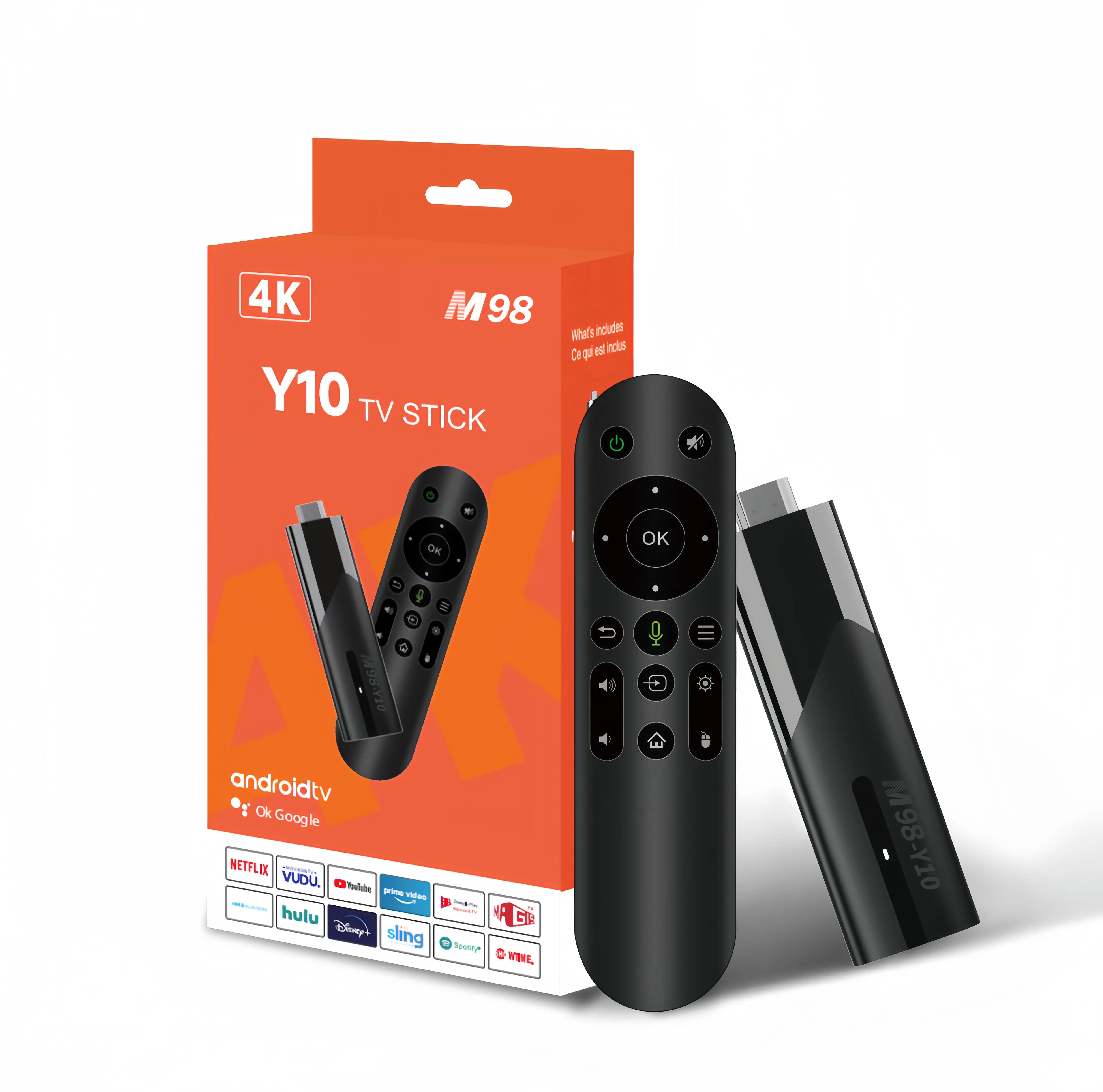 TV Stick M98-Y10, 2 + 16GB, 4K, HD, fast streaming, voice Alexa, TV controls