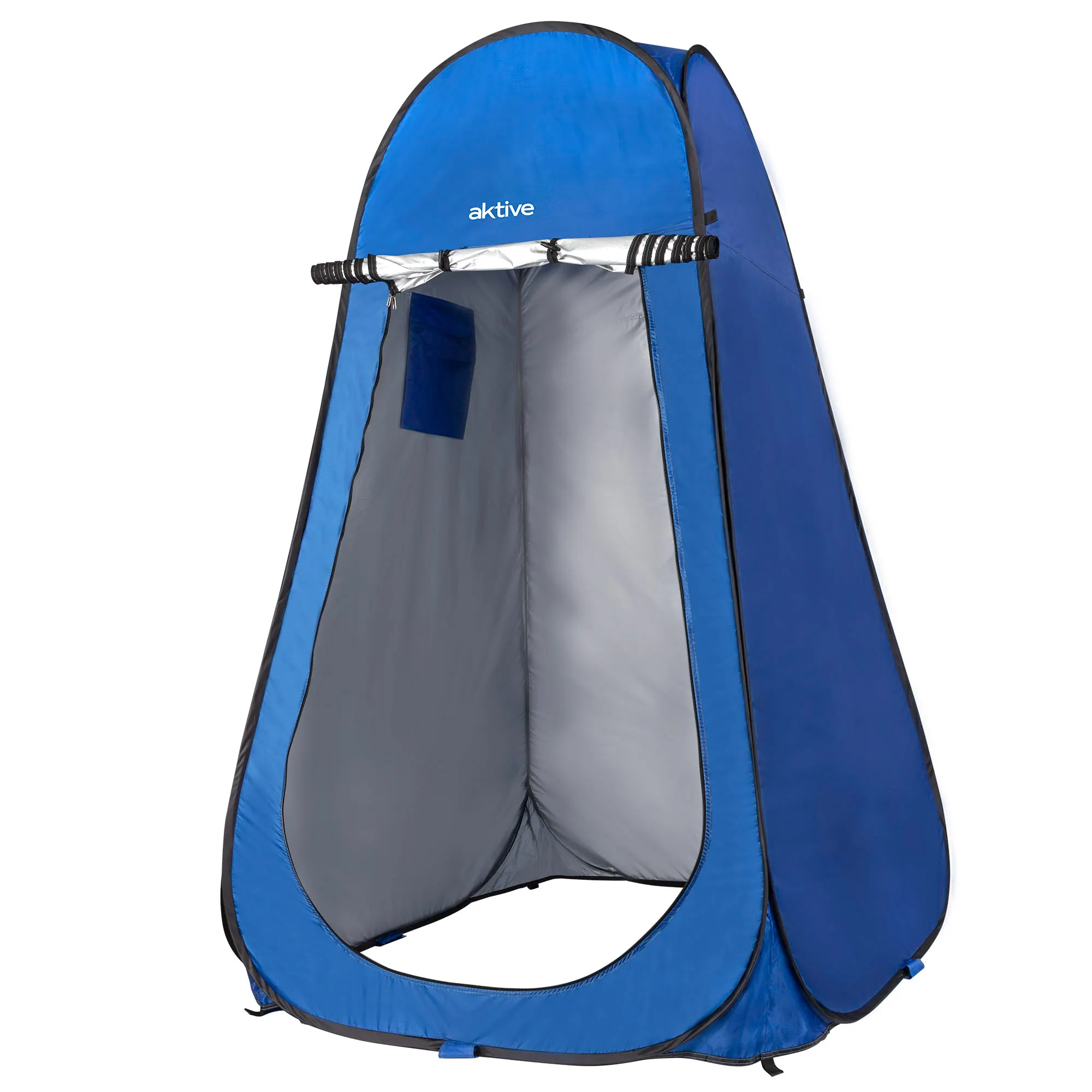 Aktive - Tienda ducha cambiador camping sin suelo 120x120x185 cm, plegable con varillas, poliéster, impermeable, ventilación superior, bolsa de transporte incluida, exterior, interior, puerta