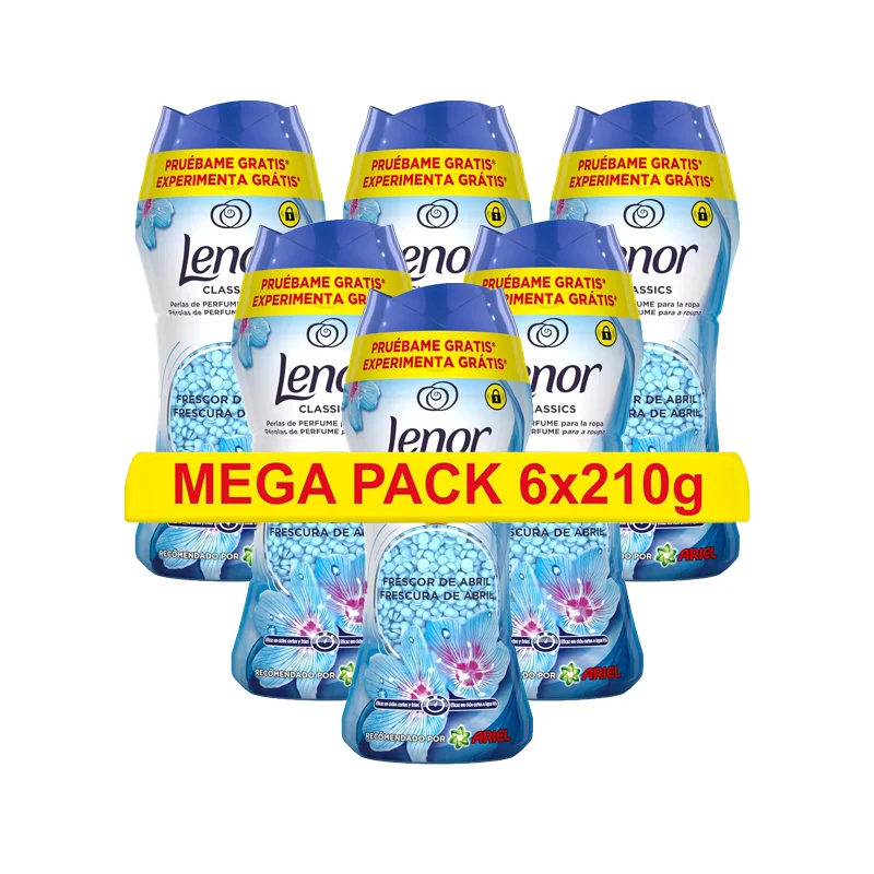 Unstoppable Lenor Pack Perfume Softener Beads for Clothes 6x210g Freshness Enhancer for Washing Fresh Fragrance or Mixed Fragrance