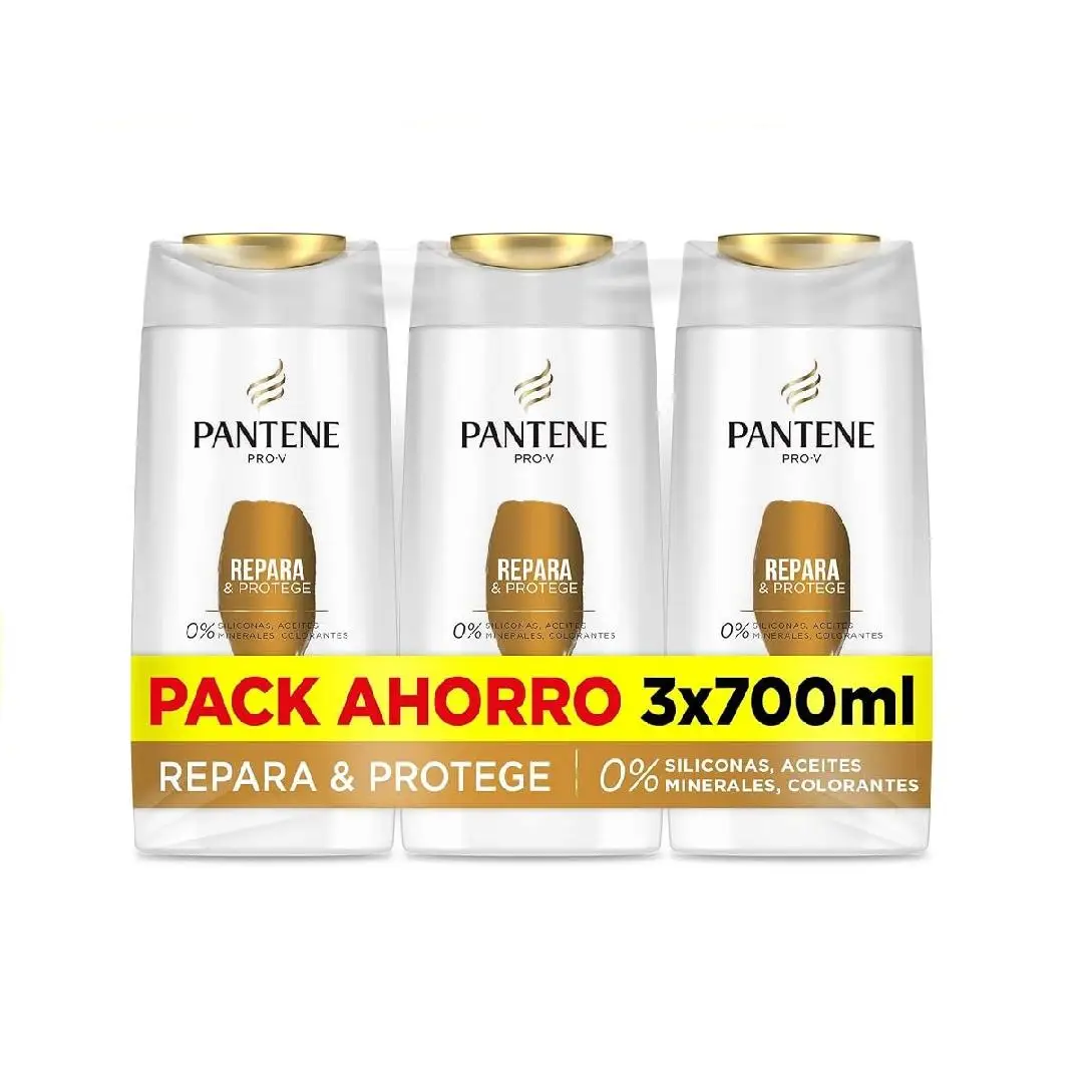 Pantene Champu, Repara Y Protege, 3 x 700 ml, Como Vitaminas Para El Cabello, Sin Siliconas