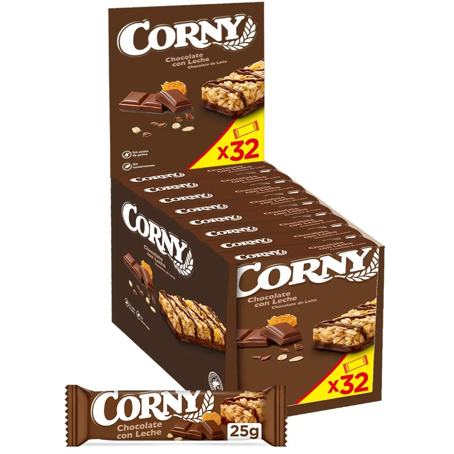 CORNY Barritas Cereales de Chocolate con Leche 4 Packs 6x20g