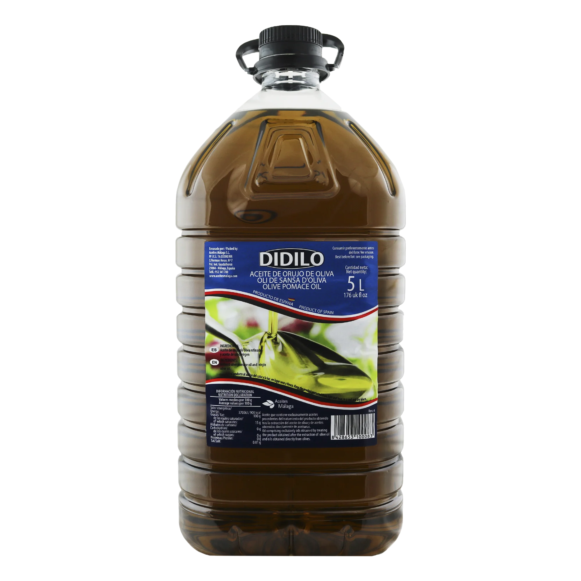 Olive Pomace Oil DIDILO transparent carafe black handle 5 litres