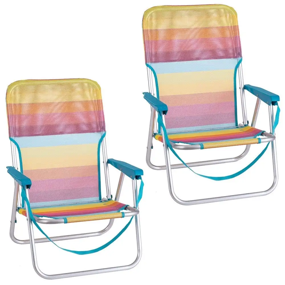 Pack de 2 sillas de playa plegables Rainbow fijas de aluminio y textileno de rayas multicolor LOLAhome