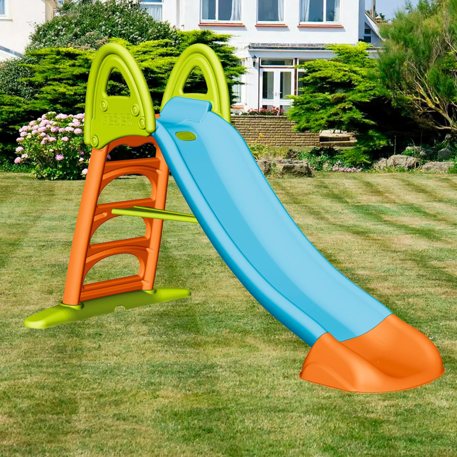 Feber - slide 10 with water, with hole to put the hose, non-slip stairs, multicolored, highly resistant and easy to assemble, for children between 3 and 8 years, famosa (800009592)