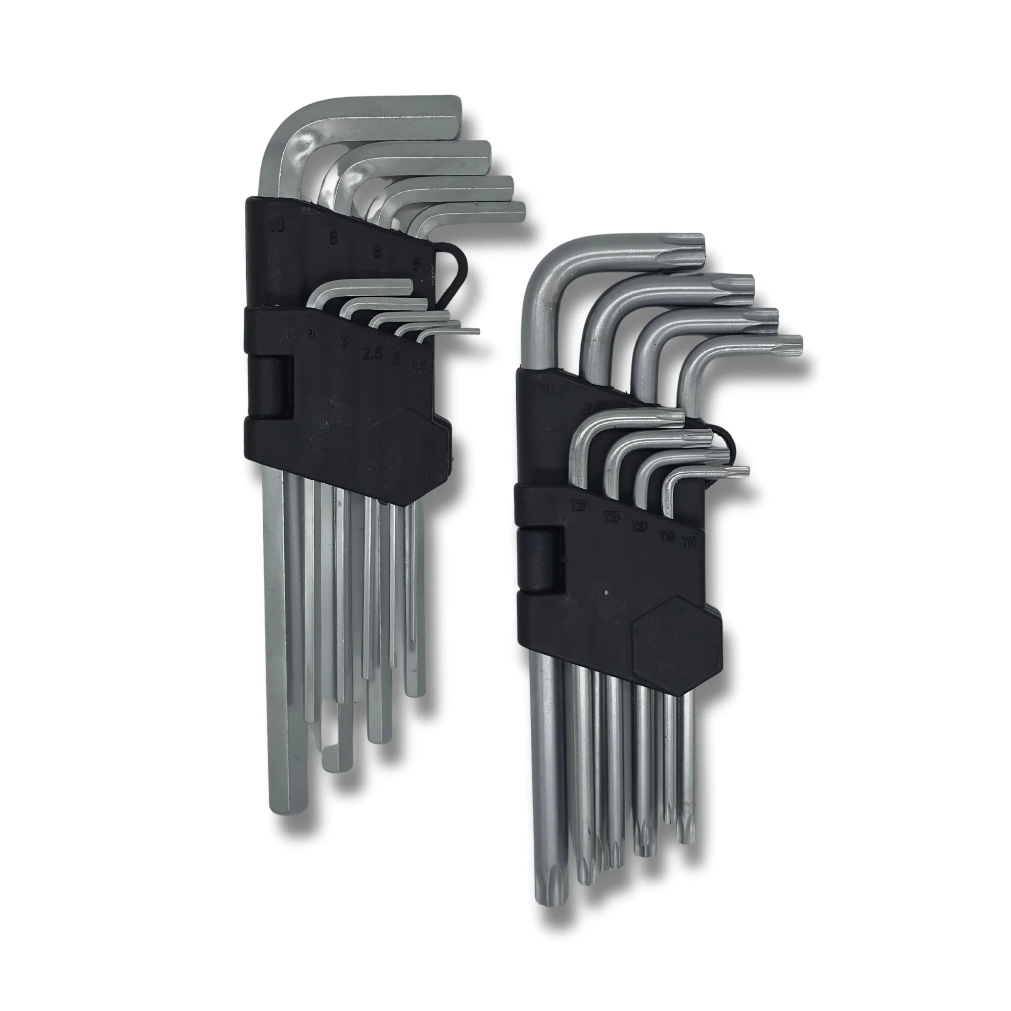AC Tools Juego de allen + torx inviolable con las medidas mas comunes. Medidas allen: 1.5 2 2.5 3 4 5 6 8 10 Medidas torx: T10 T15 T20 T25 T27 T30 T40 T45 T50.