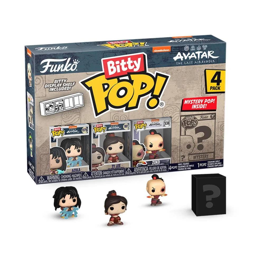 FUNKO BITTY POP! AVATAR: LA LEYENDA DE AANG- AZULA CON RAYOS, TY LEE, ZUKO CON DAGAS DE FUEGO Y ¿?, 73057. FIGURA DE 2 CM, COLECCIONABLE DE VINILO, ENVÍO URGENTE 24-48 HORAS, TIENDA CON LICENCIA