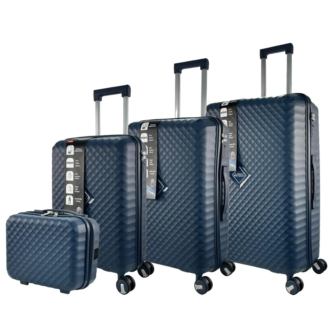 Conjunto de 4 Maletas Sevillas Modelo Triana con Neceser – Maletas de Viaje con Ruedas 360º, TSA, Expandibles y Ligeras