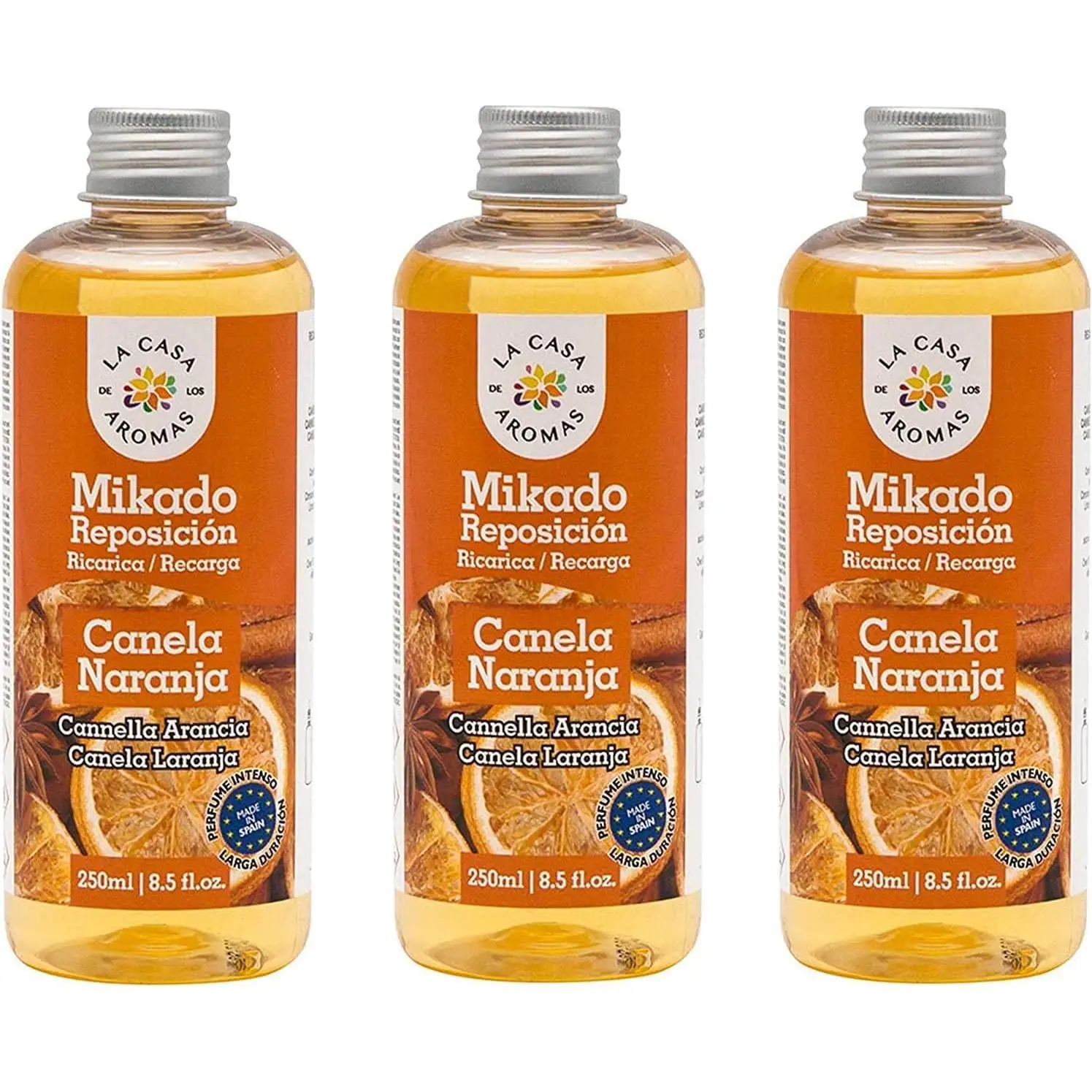 La Casa de los Aromas ambientadores Mikado Reposición,Canela Naranja,Mikado reposición - Mikado recarga - 250mlx3 unidades ,Mikado reposicion