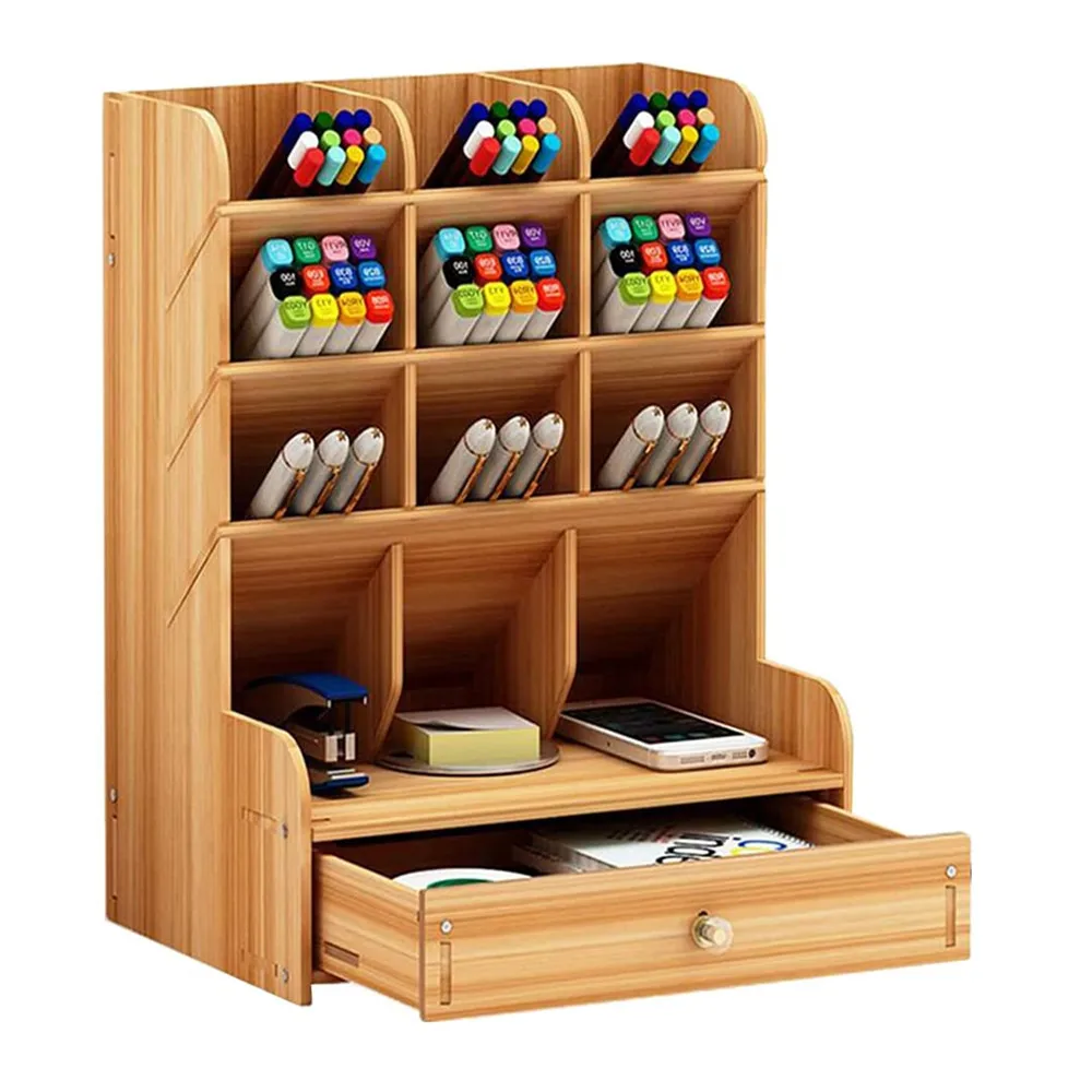 Organizador de Escritorio de Madera Escritorio Multifunciona