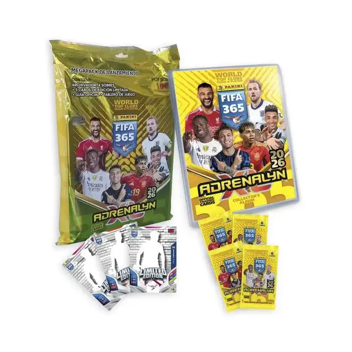 Panini - Megapack Panini FIFA 365 Adrenalyn XL 2026 - Archivador + 4 Sobres + 3 Cartas Exclusivas