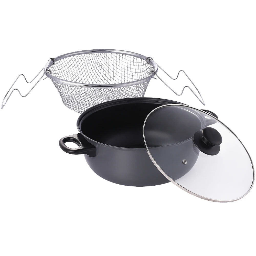 Renberg carbon steel fryer with cover included 26x10cm non-stick