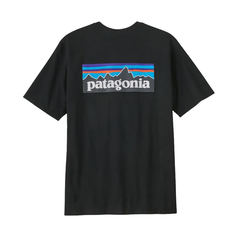 Camiseta Negra Patagonia P-6 Logo Responsibili-Tee Black con Gráfico Clásico