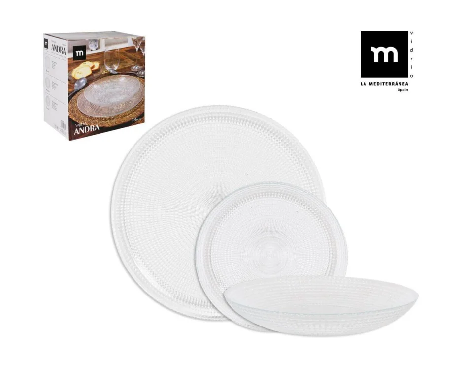 STARLEY-VAJILLA 18 pieces ANDRA LA MEDITERRANEA, the Mediterranean Andra transparent tableware