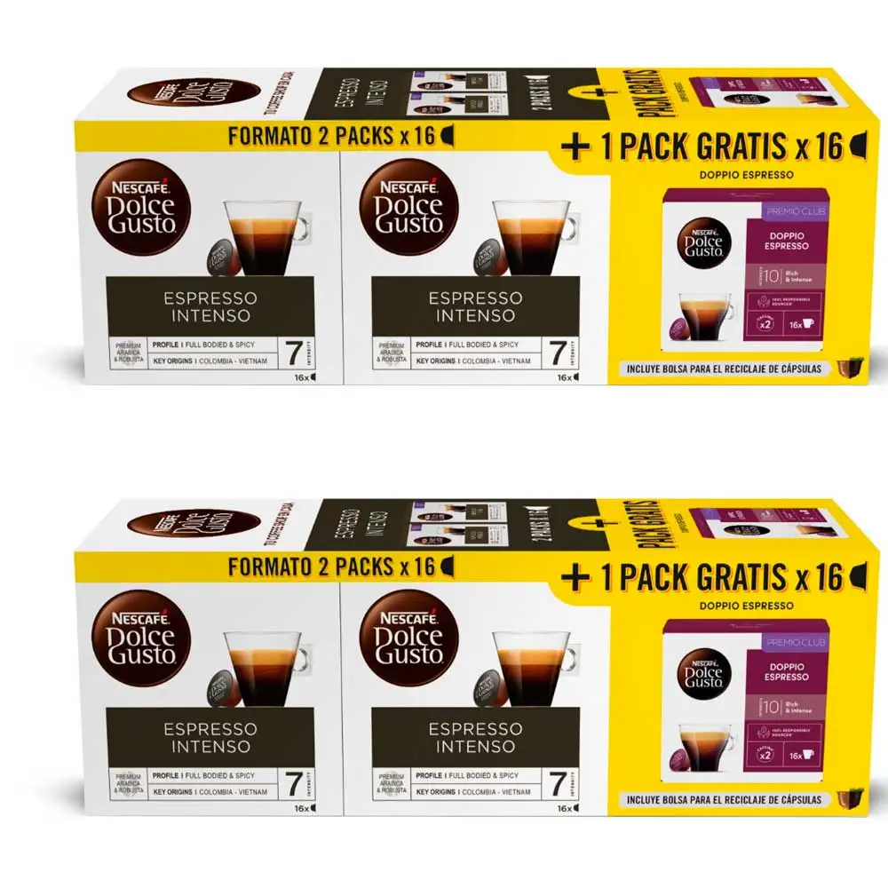 4 boxes of intenso espresso plus 2 dolce gusto gift doppio boxes