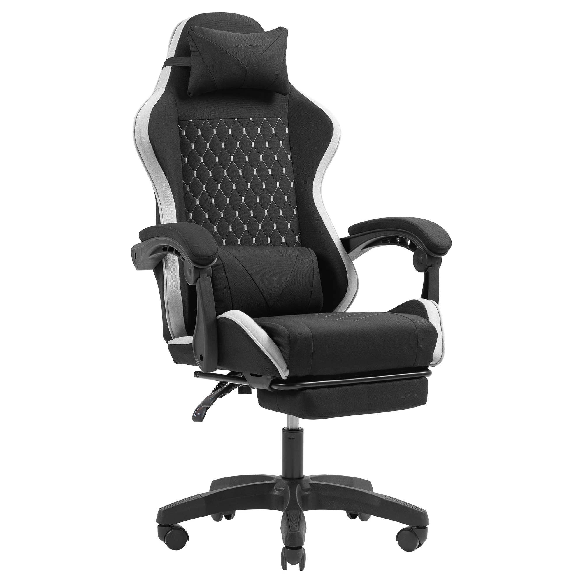 Mars Gaming MGC-X FABRIC, Silla Gaming Ergonómica, Tejido Transpirable, Respaldo Reclinable y Altura Regulable, Reposabrazos Dinámico, Cojín Cervical y Lumbar, Silla Oficina con Reposapiés Extensible,