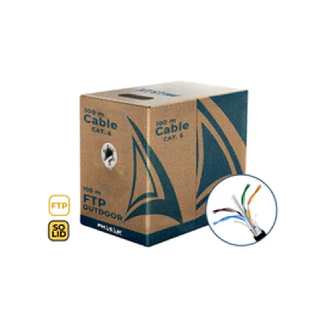 Bobina de cable phasak para exteriores ftp cat. 6 cables cca awg23 negro 100m
