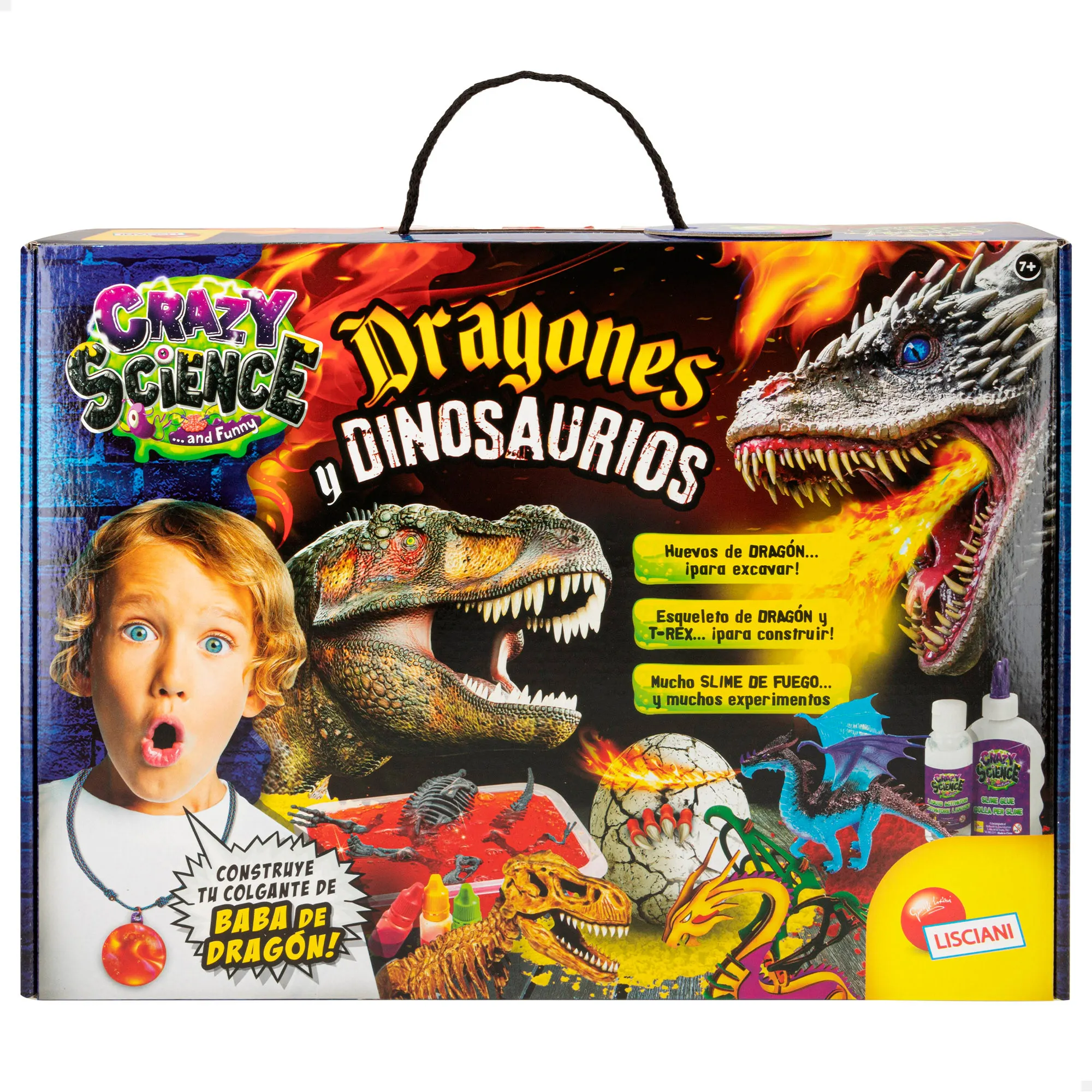 Juego Lisciani Crazy Science Laboratorio científico de dragones y dinosaurios para niños. Regalos y juguetes de ciencia infantiles +7 años