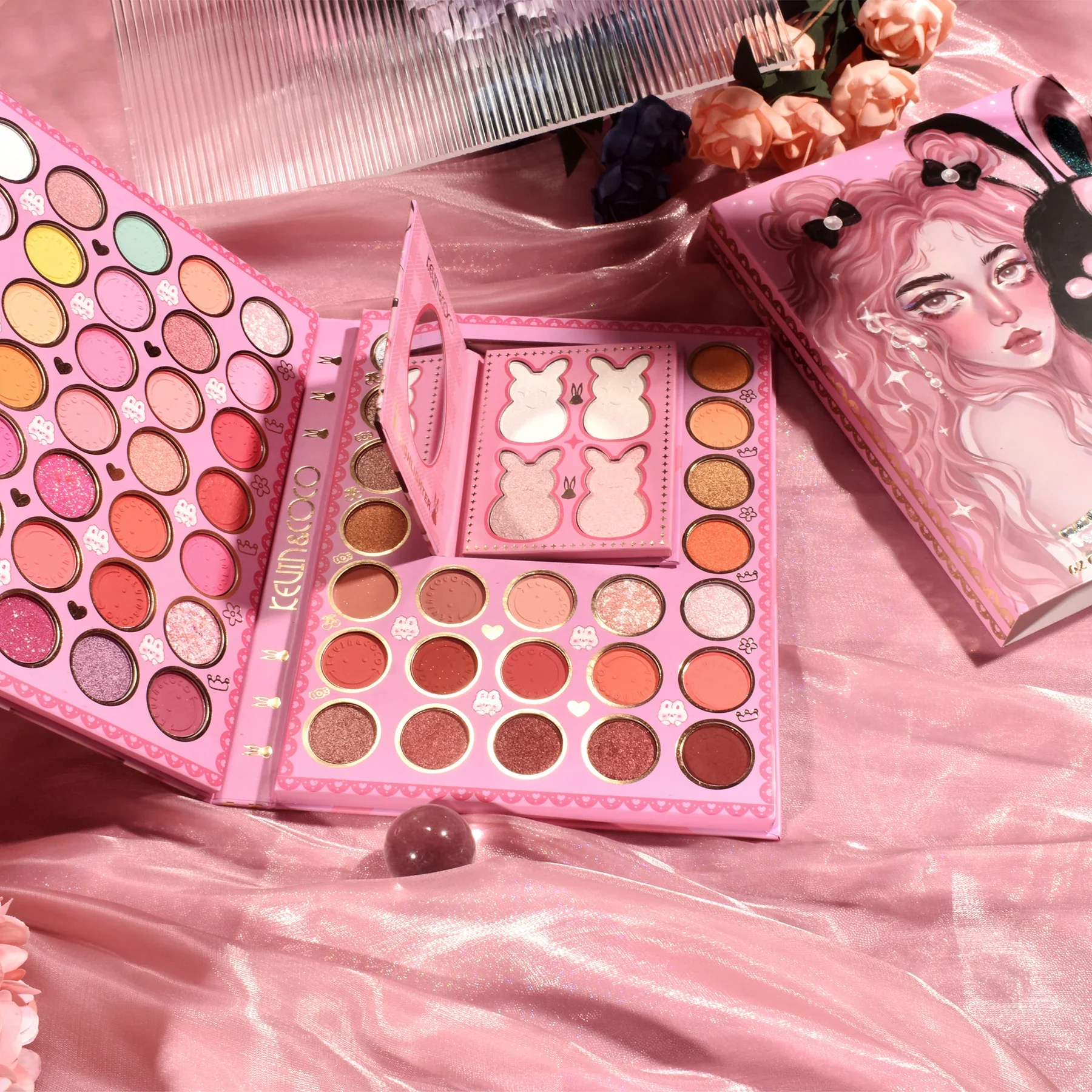 Kevin & coco bunny girl 62 colors makeup palette set