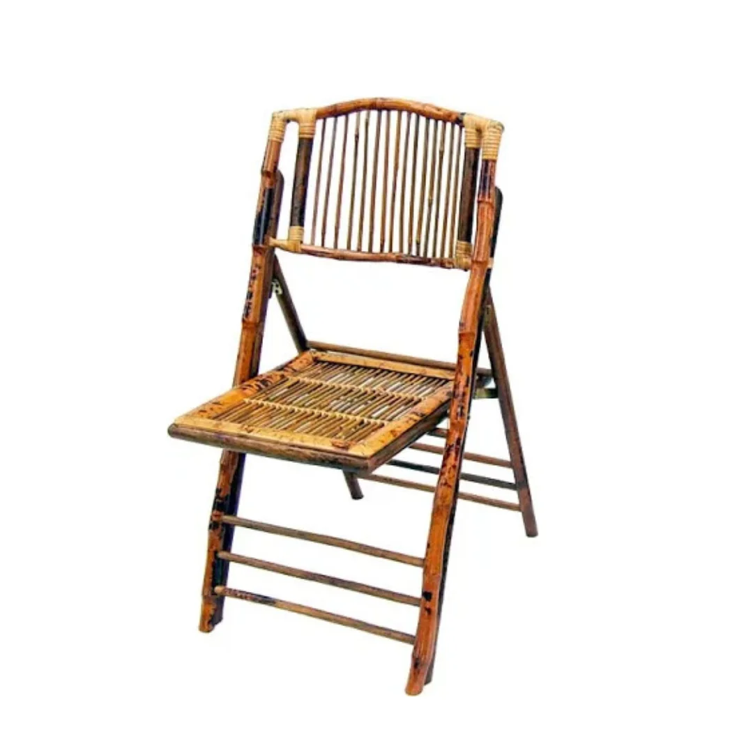 Gerimport Silla Plegable Bambú Natural Sin Cojín Cómodo 47x86x45cm