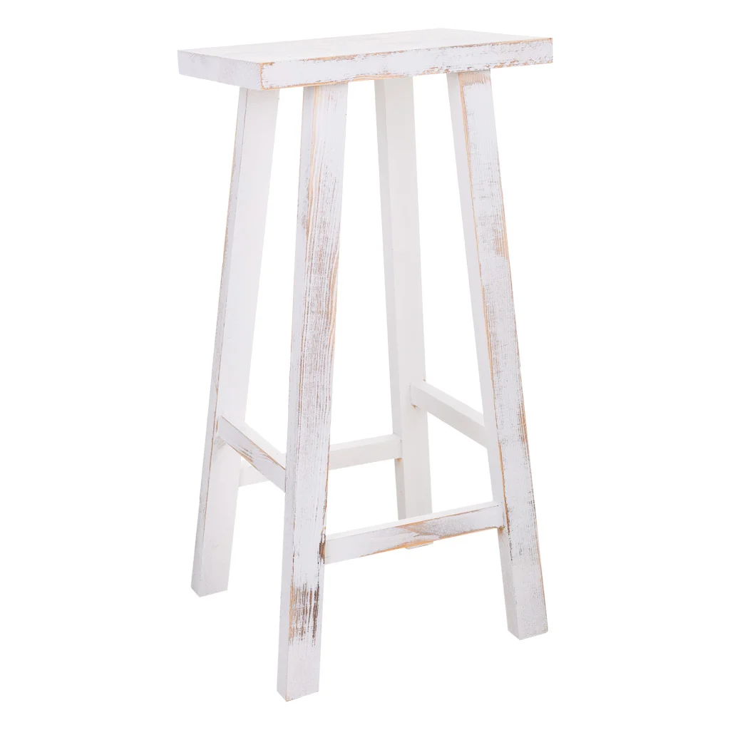 WANDERLUST DECO Taburete de madera blanco 35x25x70h cm de estilo Colonial