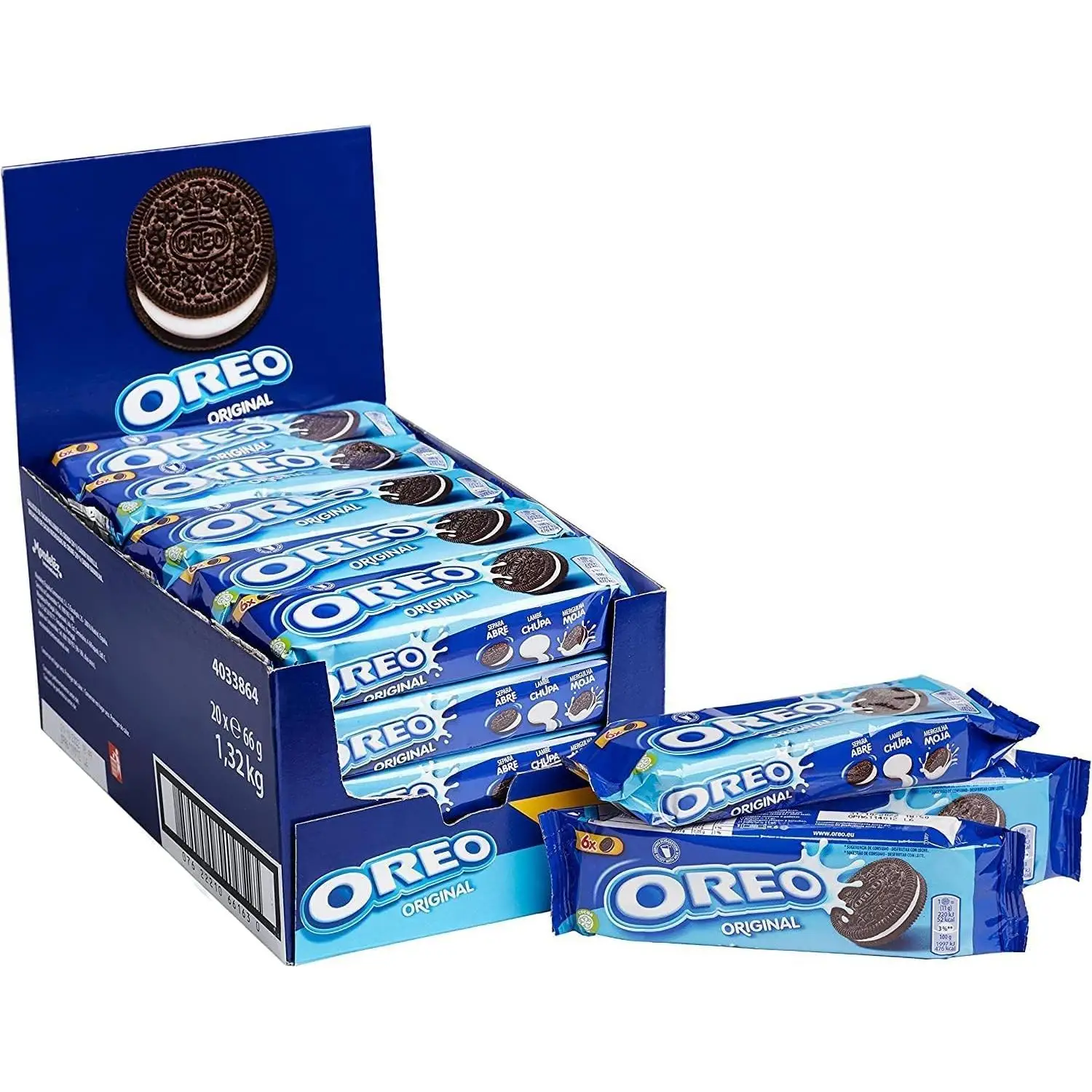 Oreo Original Galletas de Cacao Rellenas de Crema Sabor Vainilla - Caja de 20 paquetes x 66g