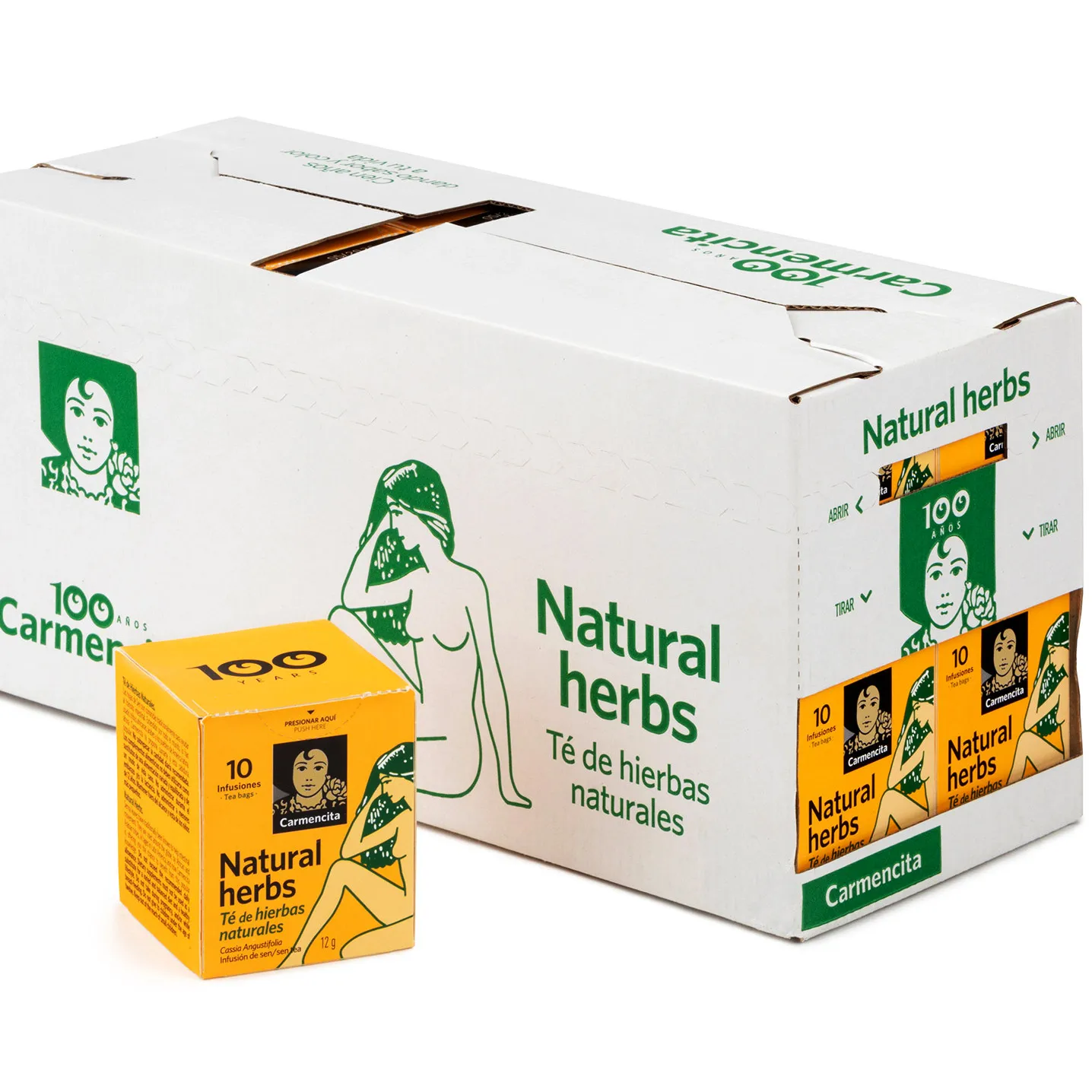 CARMENCITA - Té de Hierbas Naturales / Infusión de Sen - Caja de 10 Bolsitas (12 g) - PACK de 20 (Total: 200 Bolsitas)