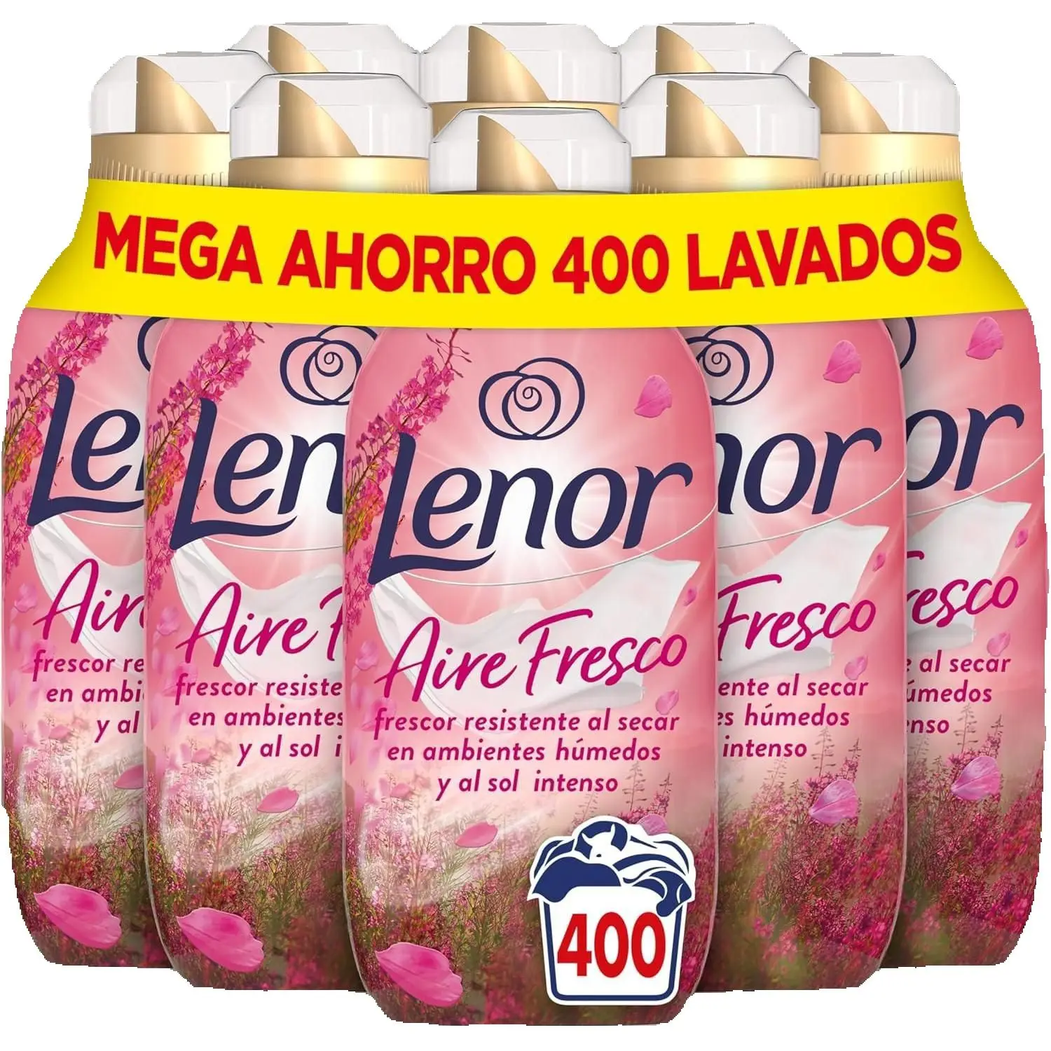 PACK DE 8 - Lenor Aire Fresco Suavizante Para Ropa Frescor A Flores Silvestres 50 Lavados, 700ml