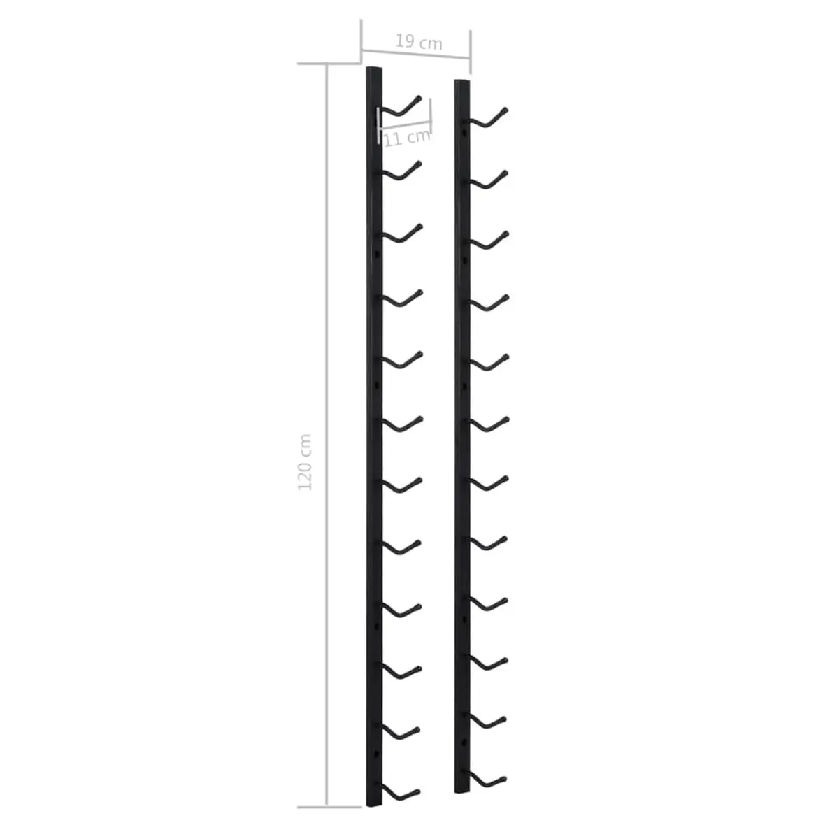 VidaXL High Wall wine rack 12 bottles black 120x19x11 cm