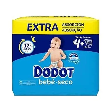 PAÑAL INFANTIL DODOT BEBE SECO VALUE TALLA 4 9-14 KG 62UNIDADES PACK
