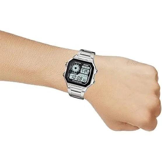 Casio AE-1200WH-1A Digital Watch for Men, Multi-zone Display, Timer, Alarm, Waterproof, Sports Design