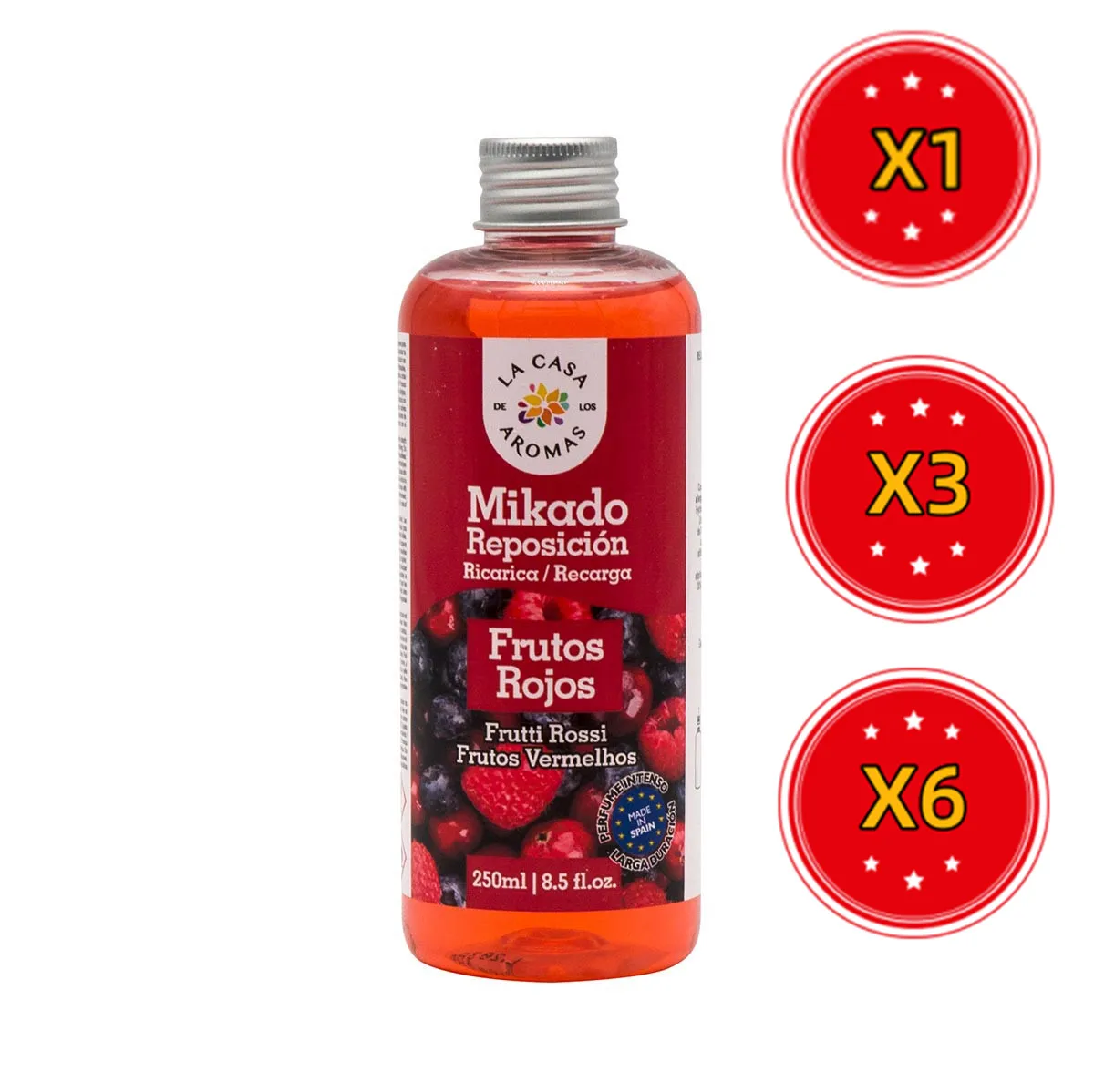 Plushome Ambientador Mikado Repo Aromatizante en Varillas - Variedad de Esencias - Canela, Azahar, Canela Naranja, Frutos Rojos - 250ml, 500ml y 1L