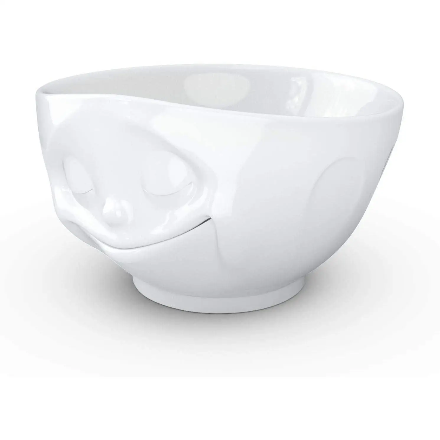 FIFTYEIGHT PRODUCTS Cuenco Blanco Feliz 500 Ml Porcelana Dura para Lavavajillas y Microondas
