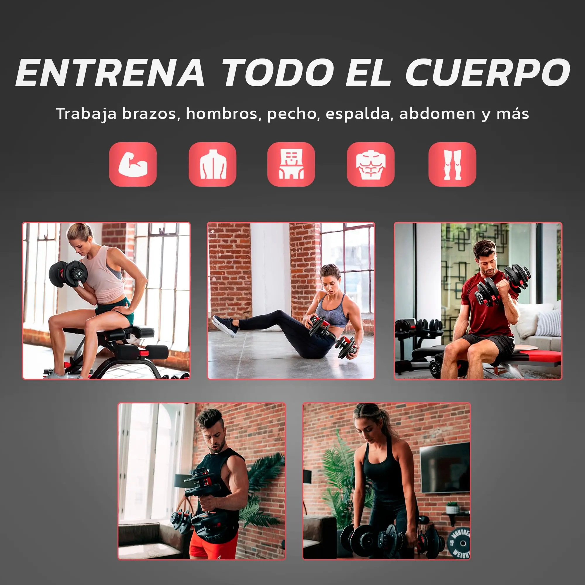 JUPPLIES Adjustable Dumbbell 24 kg 15-in-1 with Quick Weight Change from 2.5 to 24 kg, Compact Design for Home Gym, Features Non-Slip Grip and Double Lock for Safe Training #8