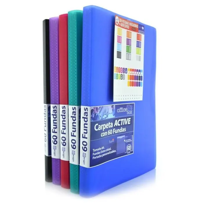 Fraga A4 Folder with 60 Pockets in Assorted Colors - This plastic document folder is perfect for organizing your papers and documents, ideal for school or office use. - Product Main Image