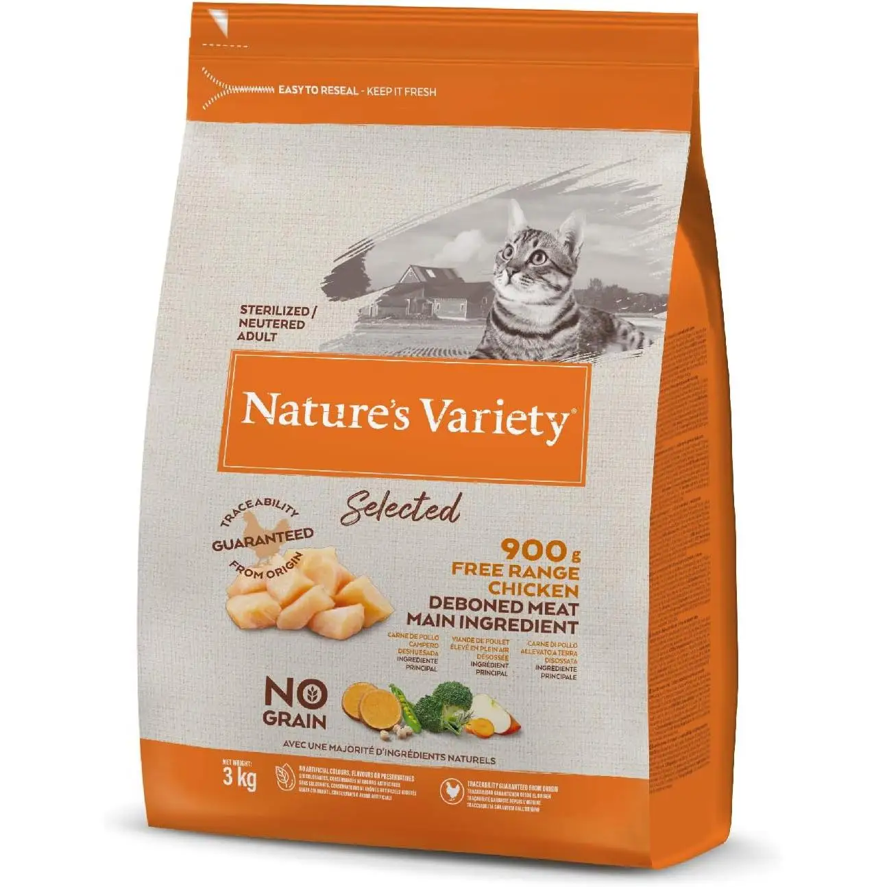 Nature's Variety Pienso Selected de Pollo Campero para Gatos Esterilizados 3Kg